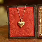 Vintage Puffed 14K Yellow Gold Heart Charm, Dainty Yellow Gold Heart Pendant, Accent Gold Hoop Earring Charm, Cute 585 Accessories, 3/4"