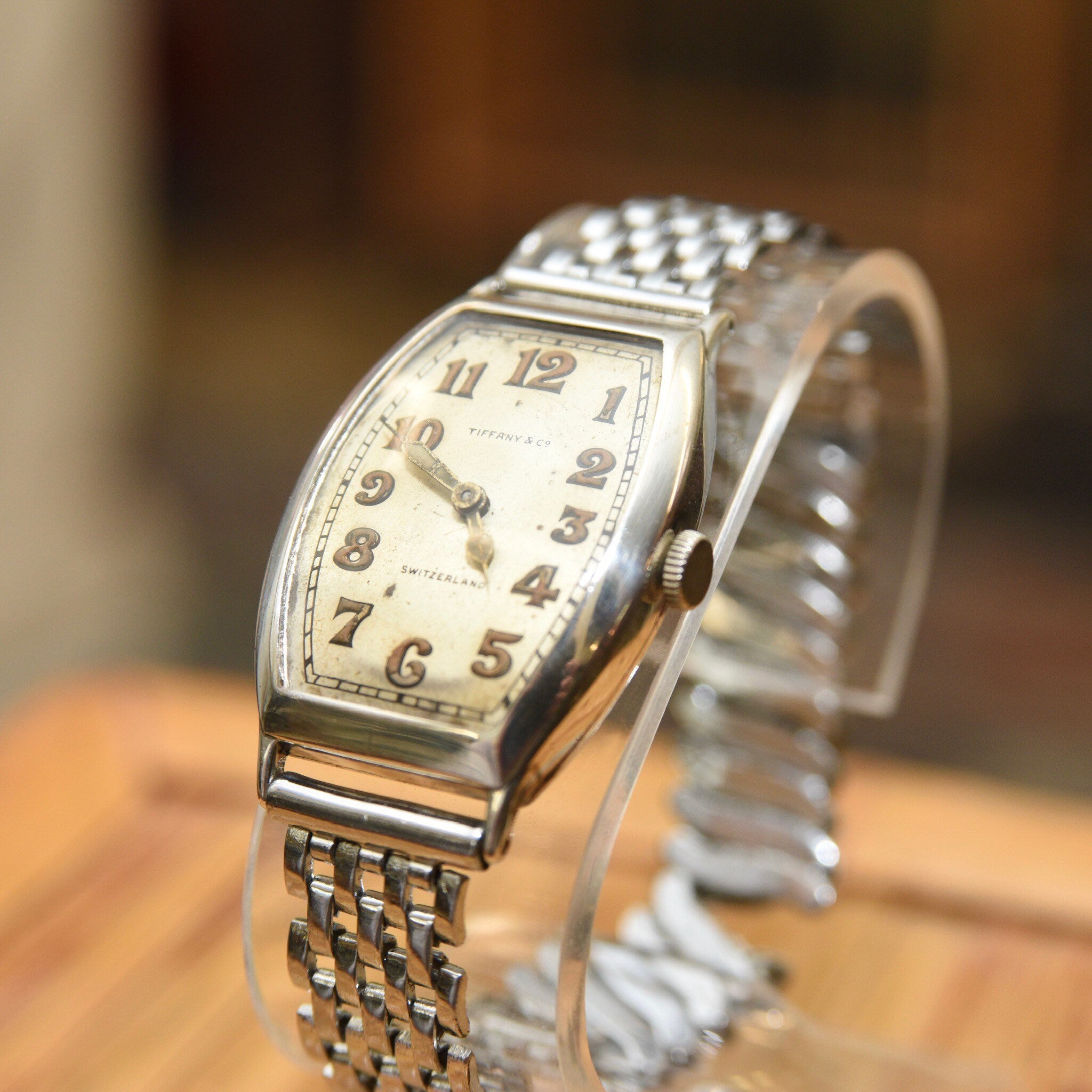 1924 Tiffany & Co. Longines 11.62N Tonneau .935 Silver Radium Dial Swiss Wrist Watch, 15 Jewel Movement, Keeping Time
