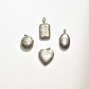 Vintage Engraved Sterling Silver Lockets, Double Sided, Intricate Etched Designs, Heart, Oval, Circle, Rectangle Lockets Pendant, 925