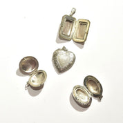Vintage Engraved Sterling Silver Lockets, Double Sided, Intricate Etched Designs, Heart, Oval, Circle, Rectangle Lockets Pendant, 925