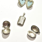 Vintage Engraved Sterling Silver Lockets, Double Sided, Intricate Etched Designs, Heart, Oval, Circle, Rectangle Lockets Pendant, 925