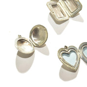 Vintage Engraved Sterling Silver Lockets, Double Sided, Intricate Etched Designs, Heart, Oval, Circle, Rectangle Lockets Pendant, 925