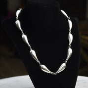 Vintage Mexican Sterling Silver Teardrop Link Necklace, Heavy/Chunky Chain Necklace, Polished Silver Links, TAXCO 925, 18" L