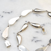 Vintage Mexican Sterling Silver Teardrop Link Necklace, Heavy/Chunky Chain Necklace, Polished Silver Links, TAXCO 925, 18" L