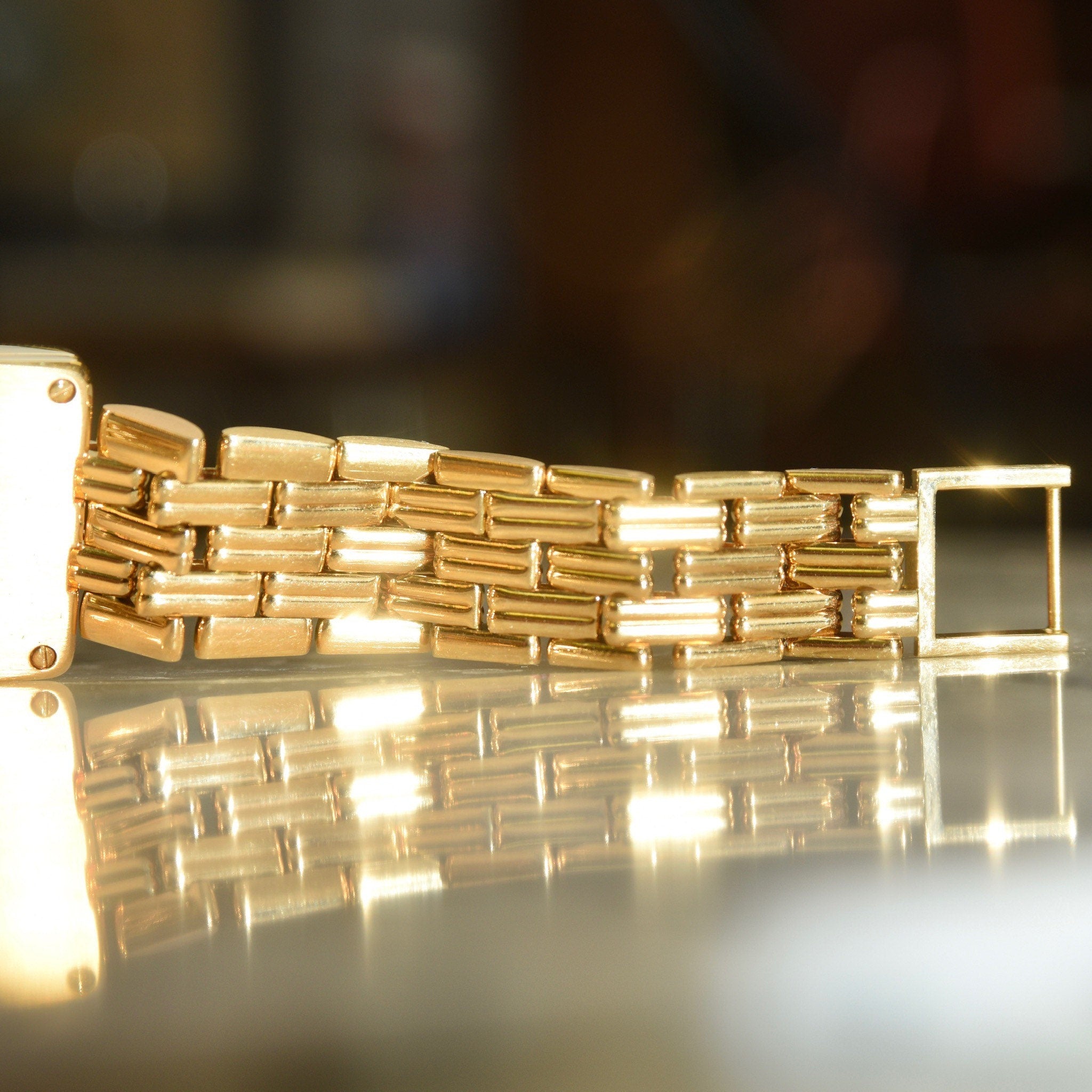 Vintage 1990s PATEK PHILIPPE Gondolo Solid 18K Gold Link Wrist Watch, 18 Jewel Movement, 5010/1 Swiss 215, 25m Water Resistant