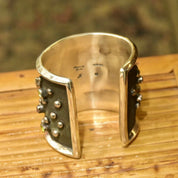 Vintage Chimney Butte Sterling Silver 'Rocks & Stars' Cuff Bracelet, Navajo Pearl Multi-Stone Cuff, Heavily Oxidized Solid Silver Cuff