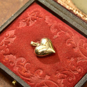 Vintage Puffed 14K Yellow Gold Heart Charm, Dainty Yellow Gold Heart Pendant, Accent Gold Hoop Earring Charm, Cute 585 Accessories, 3/4"