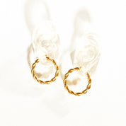 Gold Twist Hoops In 14K, Solid Yellow Gold Spiral Hoops, Chunky Statement Earrings, Vintage Jewelry, 40mm
