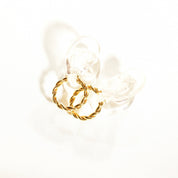 Gold Twist Hoops In 14K, Solid Yellow Gold Spiral Hoops, Chunky Statement Earrings, Vintage Jewelry, 40mm