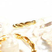 Gold Twist Hoops In 14K, Solid Yellow Gold Spiral Hoops, Chunky Statement Earrings, Vintage Jewelry, 40mm