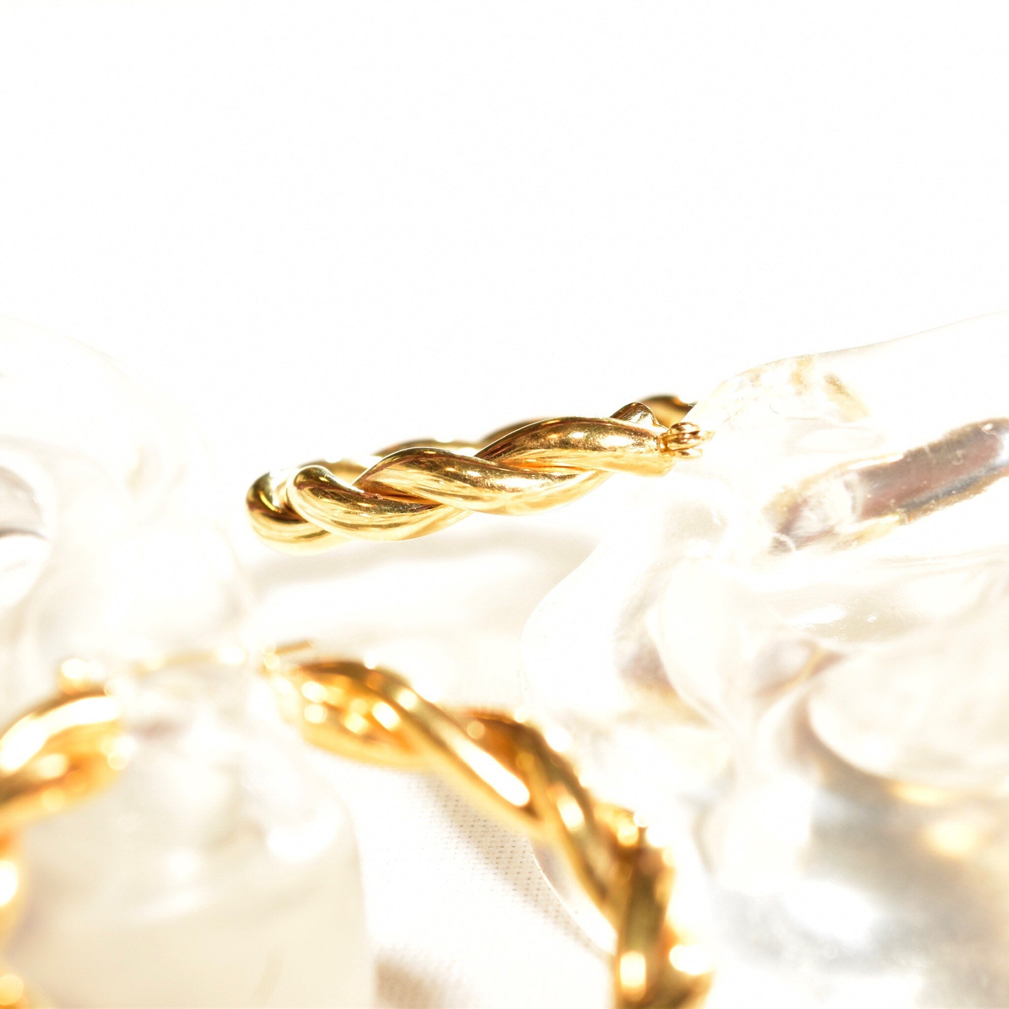 Gold Twist Hoops In 14K, Solid Yellow Gold Spiral Hoops, Chunky Statement Earrings, Vintage Jewelry, 40mm