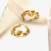 Vintage 14K Gold Irish Claddagh Hoop, Puffed Yellow Gold Hoops, Large Claddagh Symbol, Love, Loyalty, Friendship, 585 Gold Hoops, 33mm