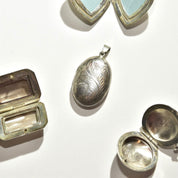 Vintage Engraved Sterling Silver Lockets, Double Sided, Intricate Etched Designs, Heart, Oval, Circle, Rectangle Lockets Pendant, 925