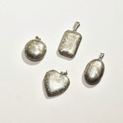 Vintage Engraved Sterling Silver Lockets, Double Sided, Intricate Etched Designs, Heart, Oval, Circle, Rectangle Lockets Pendant, 925