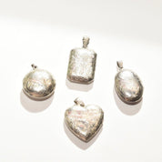 Vintage Engraved Sterling Silver Lockets, Double Sided, Intricate Etched Designs, Heart, Oval, Circle, Rectangle Lockets Pendant, 925