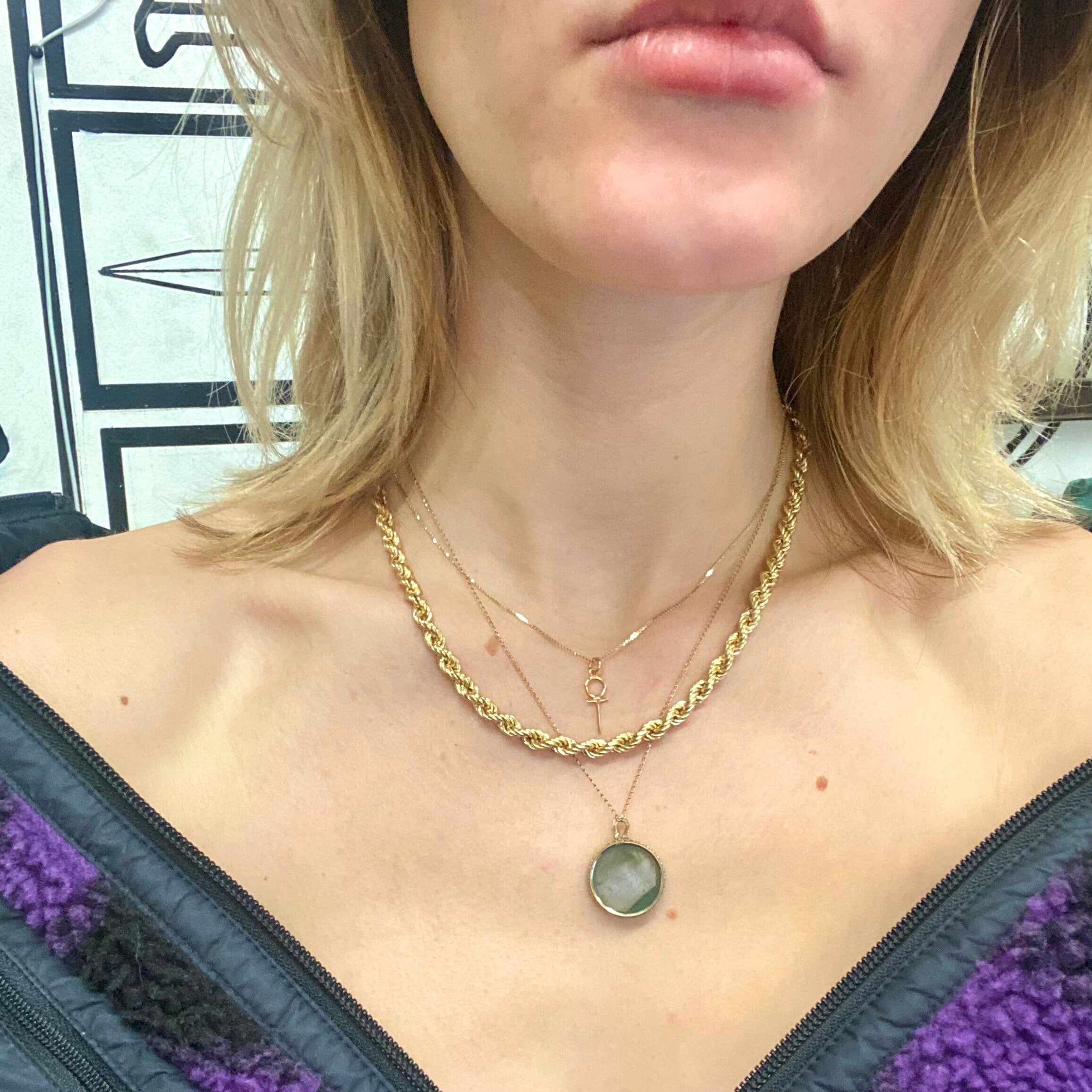 Vintage 14K Yellow Gold Rope Chain Necklace, 4.75mm Hollow Spiral Rope Chain, Chunky Gold Chain, Unisex 585 Jewelry, 17 3/4" L