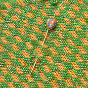 Edwardian Tiffany & Co. 18K Black Opal Stick Pin, Pear-Cut Gemstone, White Gold Setting, Yellow Gold Post, 2 3/4" L