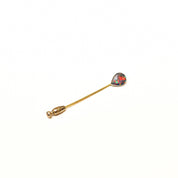 Edwardian Tiffany & Co. 18K Black Opal Stick Pin, Pear-Cut Gemstone, White Gold Setting, Yellow Gold Post, 2 3/4" L