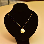 Vintage 22KT Gold Chinese Cash Coin Pendant, Bright Yellow Gold Medallion, Raised Chinese Symbols, Two-Sided Coin Charm, 1" L