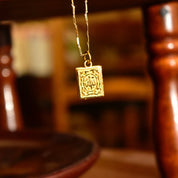 Vintage Indian 22KT Gold Koran Charm, Hollow Yellow Gold Pendant, Islamic Designs, Raised Designs, 7/8"