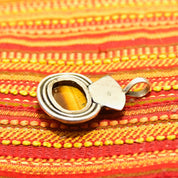 Vintage Modernist Sterling Silver Tiger's Eye Pendant, Chunk Silver Pendant W/ Iridescent Brown Gemstone, 925 Jewelry, 1 3/4" L