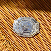 Vintage Hallmarked R. Martinez Sterling Silver Navajo Belt Buckle, Huge Hammered Silver Concho Buckle, Native American Old Pawn, 3 3/4"