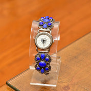 Vintage Liberty 1911 Navajo A. Cadman Sterling Silver Lapis Lazuli Ladies Wrist Watch, Legacy Quartz Automatic Watch, Adjustable Bracelet