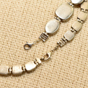 Vintage Sterling Silver Gemstone Link Necklace & Bracelet, Bohemian Modernist Collar Necklace, Geometric Bracelet, 925 Statement Jewelry,