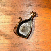 Vintage Art Deco Cat Catchall, Stylized Cat Ashtray, Textured Black & Bronze Metal, 4 1/4" L
