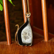 Vintage Art Deco Cat Catchall, Stylized Cat Ashtray, Textured Black & Bronze Metal, 4 1/4" L