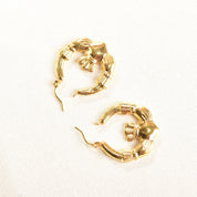 Vintage 14K Gold Irish Claddagh Hoop, Puffed Yellow Gold Hoops, Large Claddagh Symbol, Love, Loyalty, Friendship, 585 Gold Hoops, 33mm