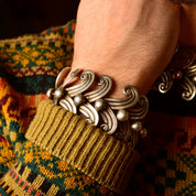 Vintage MARGOT DE TAXCO Sterling Siver Necklace & Bracelet Set, Chunky Bohemian Necklace W/ Matching Bracelet, Articulated 925 Necklace