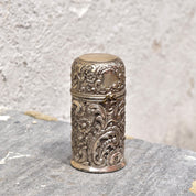 Antique Wilcox Company Repousse Perfume Bottle Holder #3385, Quadruple Silver Plated, Art Nouveau Floral/Scroll Designs, 4 1/4"