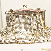 Vintage Whiting & Davis Co. Mesh Silver Evening Bag, Cute Sparkly Clutch/Coin Purse, Fancy Box Pouch, Upholstered Lining, Art Deco