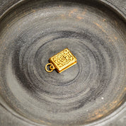 Vintage Indian 22KT Gold Koran Charm, Hollow Yellow Gold Pendant, Islamic Designs, Raised Designs, 7/8"