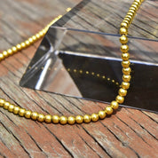 Vintage 14K Yellow Gold Beaded Choker Necklace, 4.25mm Gold Beads Strung On Foxtail Chain, Stacking Necklace, 585 Jewelry, 14" L