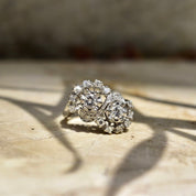 Dazzling 14K White Gold Double Bypass Diamond Cluster Ring, .92 TCW, Harold Freeman EREV, Size 7 US