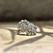 Dazzling 14K White Gold Double Bypass Diamond Cluster Ring, .92 TCW, Harold Freeman EREV, Size 7 US