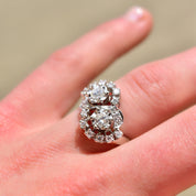 Dazzling 14K White Gold Double Bypass Diamond Cluster Ring, .92 TCW, Harold Freeman EREV, Size 7 US
