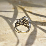 Dazzling 14K White Gold Double Bypass Diamond Cluster Ring, .92 TCW, Harold Freeman EREV, Size 7 US