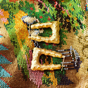 14K Rectangle Hoops W/ Textured Pattern Design, Thick Gold Hoops, Stylish Earrings, 1 3/8 L