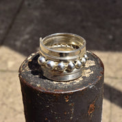 Vintage TAXCO Asymmetric Sterling Silver Clamper Cuff, Graduated Sphere Embellished Cuff, 925 Mexico TV-70, Alfred Villasana, 6 3/4" L