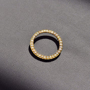 Antique 10K Seed Pearl Circle Pin, Pearl Pave Open Circle Brooch, Scarf/Sash/Lapel Pin, 32mm - Good's Vintage