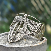 Vintage Sterling Silver Dragonfly Cuff Bracelet, Art Nouveau, Engraved Silver Butterfly Cuff, WTS 925, Adjustable, 5 1/4"