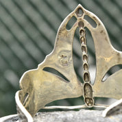 Vintage Sterling Silver Dragonfly Cuff Bracelet, Art Nouveau, Engraved Silver Butterfly Cuff, WTS 925, Adjustable, 5 1/4"