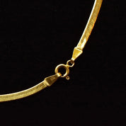 Vintage 14K Gold Herringbone Chevron Diamond Solitaire Necklace, .11 CT Brilliant Diamond, Decollete Necklace 20 1/2"