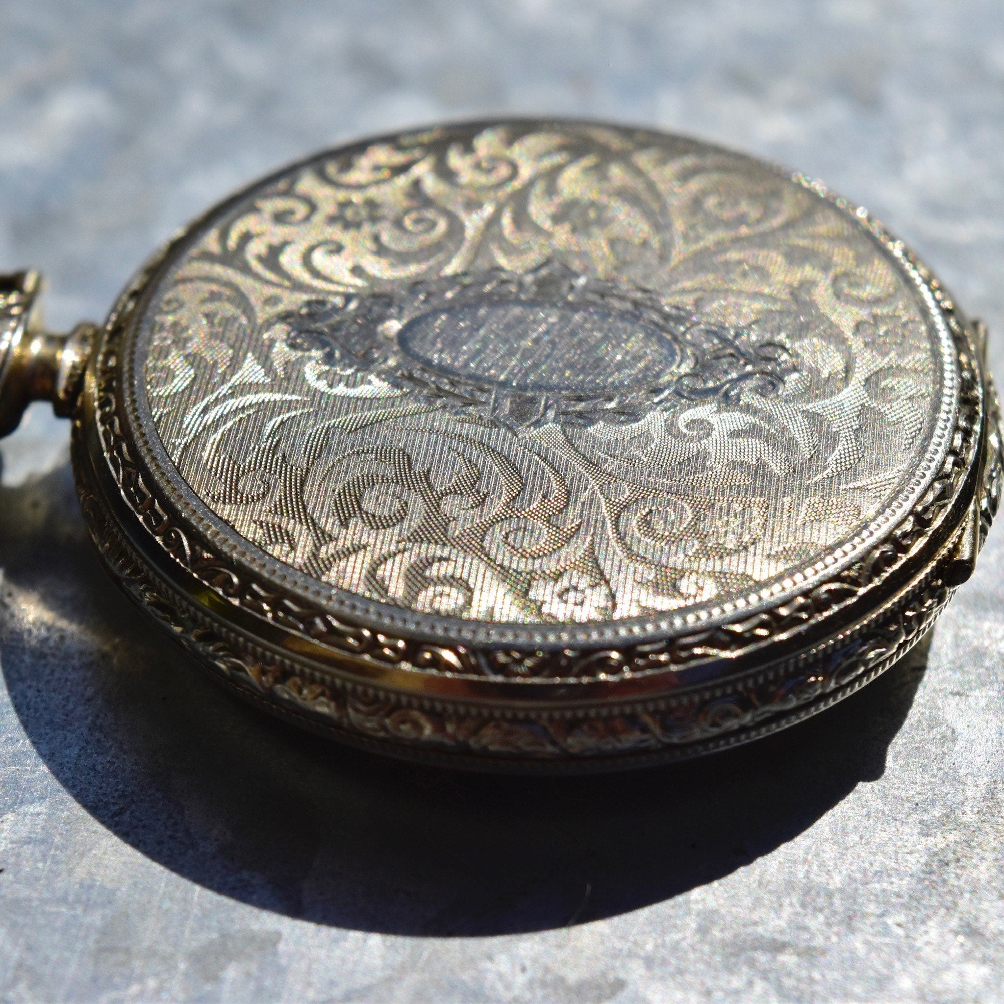 Antique South Bend STUDEBAKER 14K WG Filled Pocket Watch W/ Chain, Railroad Grade, 21 Jewel Movement, Decorative Etched Case, Working