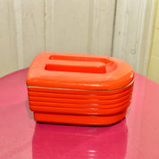 Vintage Westinghouse Hall China Orange Ceramic Refrigeratorware, Lidded Leftovers Dish, Collectible Decorative Kitchenware, Mod, 7" L