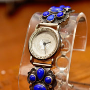 Vintage Liberty 1911 Navajo A. Cadman Sterling Silver Lapis Lazuli Ladies Wrist Watch, Legacy Quartz Automatic Watch, Adjustable Bracelet