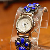 Vintage Liberty 1911 Navajo A. Cadman Sterling Silver Lapis Lazuli Ladies Wrist Watch, Legacy Quartz Automatic Watch, Adjustable Bracelet